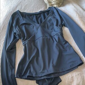 Elegant Long Sleeve Navy Blue Top